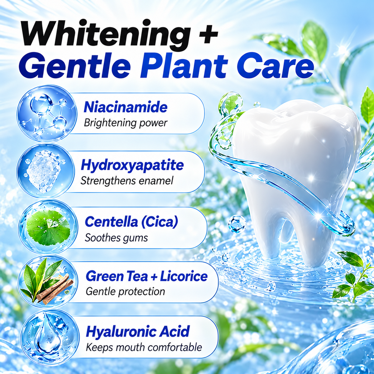 8X Niacinamide Foaming Whitening Toothpaste 8X - Fresh Breath Stain Removal Gentle Teeth Cleaning 100ml-D