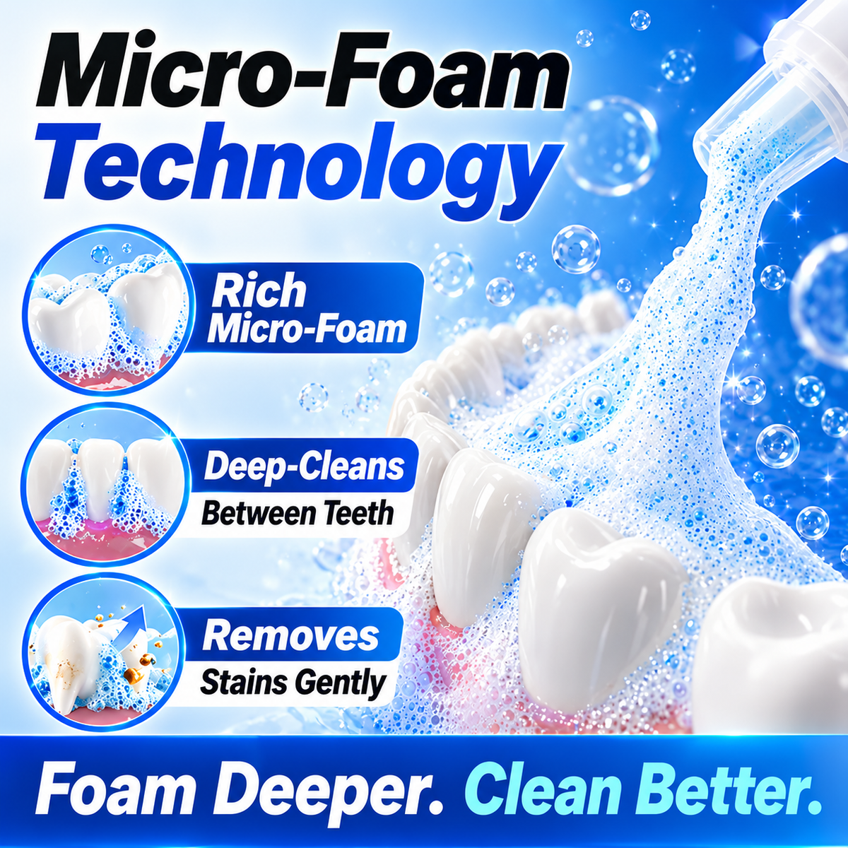 8X Niacinamide Foaming Whitening Toothpaste 8X - Fresh Breath Stain Removal Gentle Teeth Cleaning 100ml-D