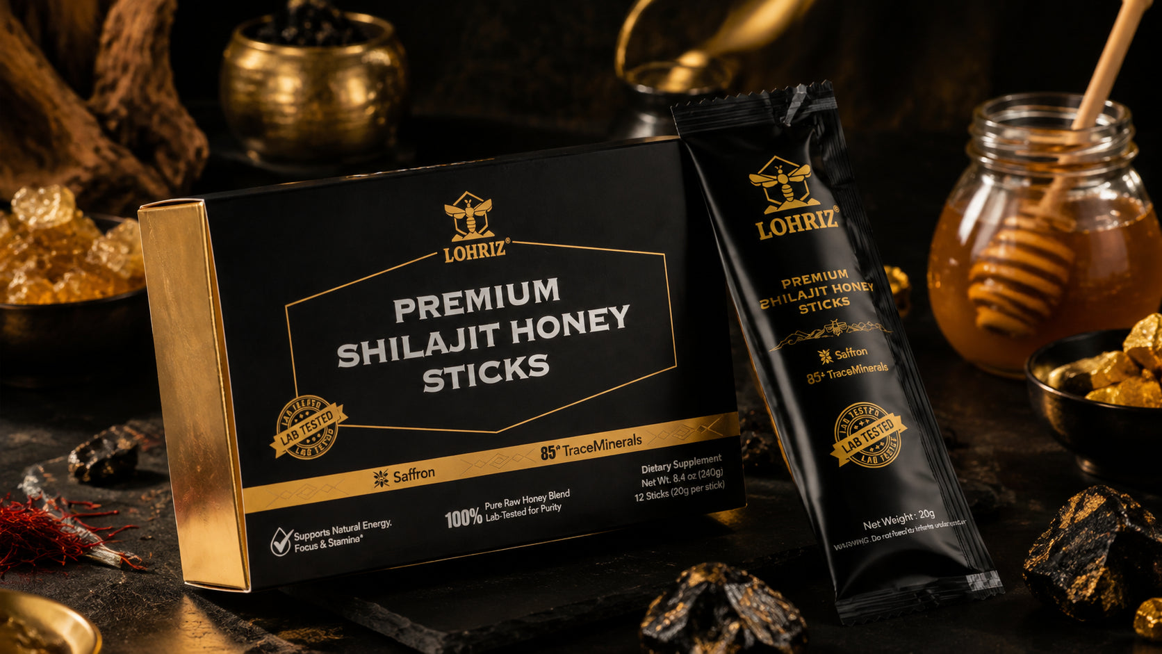 Shilajit Honey Sticks — Boxed or Single Serve